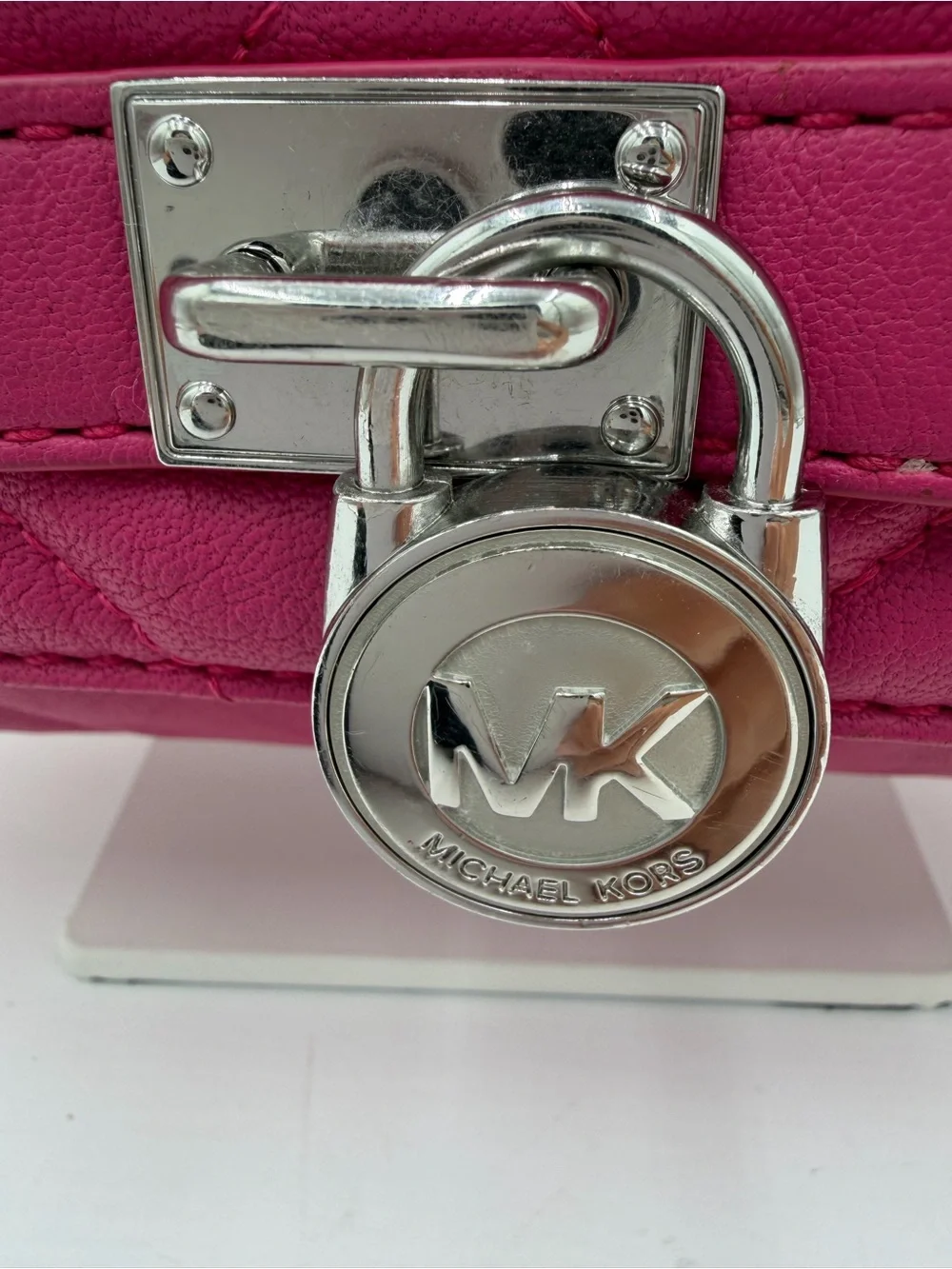 Michael Kors Hamilton Quilt Small Flap Leather Chain Bag Pink